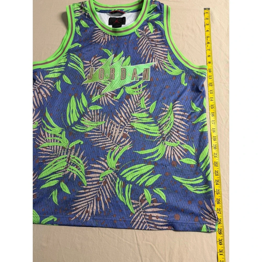Jordan Sport DNA Mesh Jersey Tropical Palm Print Blue Green Mens Large Tank Top
